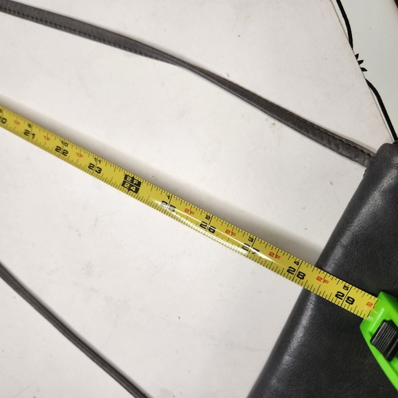 hobo grey leather distressed crossbody purse bag small compact minimalist - Picture 13 of 13